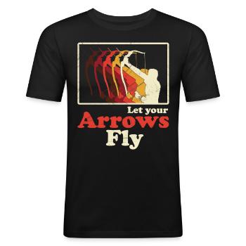 Bogensport Bogenschütze Bogenschießen Pfeil Bogen - Männer Slim Fit T-Shirt - Schwarz - Vorne - Nik (191cm)