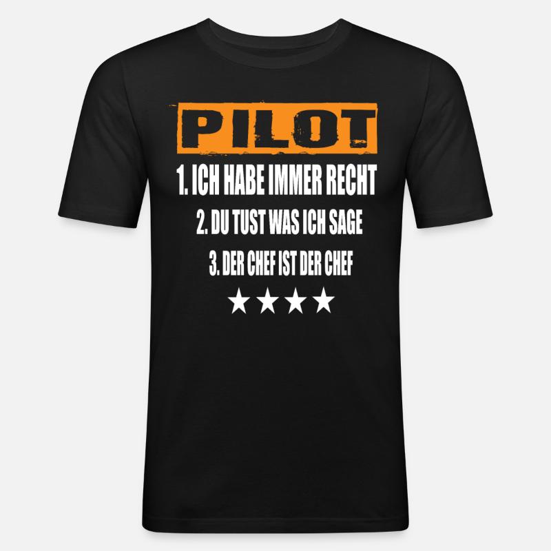 Pilot - Männer Slim Fit T-Shirt - Schwarz