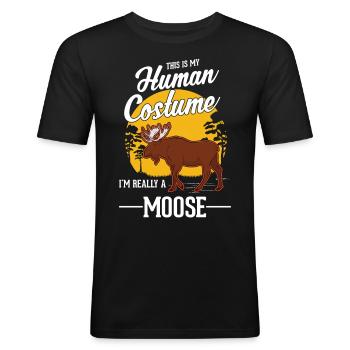 Mosses Costume Humain Orignal Halloween - T-shirt près du corps Homme - noir - Devant - Nik (191cm)