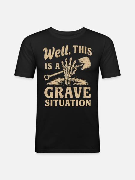 Skeleton Cemetery Pun Funny Saying - Men's Slim Fit T-Shirt - black