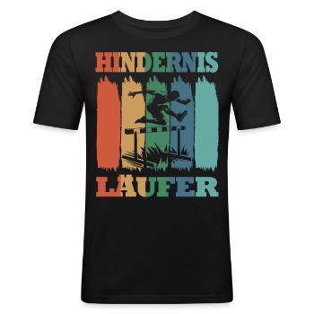 Course d’obstacles athlétisme athlète haies - T-shirt près du corps Homme - noir - Devant - Nik (191cm)