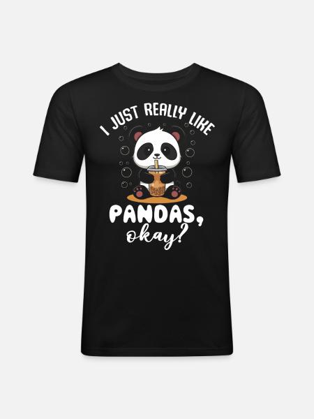 Panda Panda Bear Funny - Men's Slim Fit T-Shirt - black