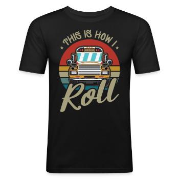 lustiges Busfahrer Schulbusfahrer Spruch Geschenk - Männer Slim Fit T-Shirt - Schwarz - Vorne - Nik (191cm)