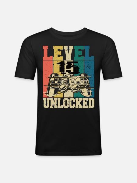 Level 18 Unlocked - Men's Slim Fit T-Shirt - black