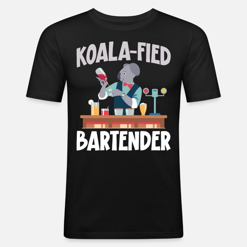 Bartender Mixologist Koala - Männer Slim Fit T-Shirt - Schwarz