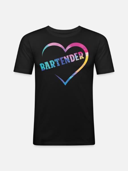Bartender Mixologist Heart - Men's Slim Fit T-Shirt - black