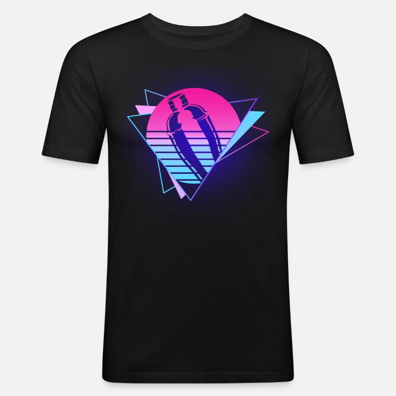 Bartender Mixologist 80's 90s - Männer Slim Fit T-Shirt - Schwarz
