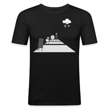 IT Geek, Accessoires PC Évolution des périphériques de stockage - T-shirt près du corps Homme - noir - Devant - Nik (191cm)