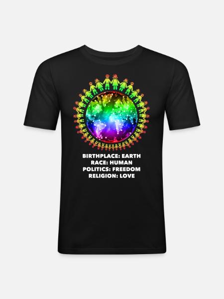 Nice "against racism" Refugees Welcome - Men's Slim Fit T-Shirt - black