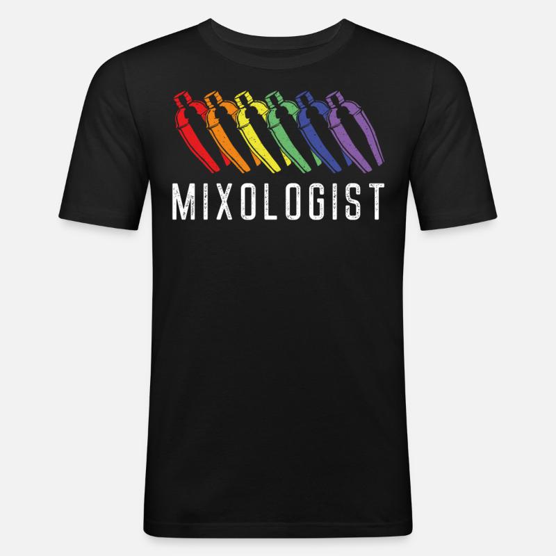 Bartender Mixologist Rainbow - Männer Slim Fit T-Shirt - Schwarz