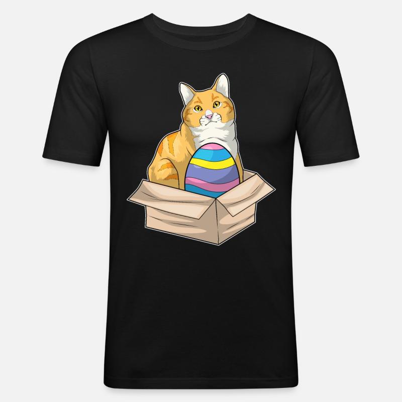 Cat Easter Easter Egg - Men's Slim Fit T-Shirt - black