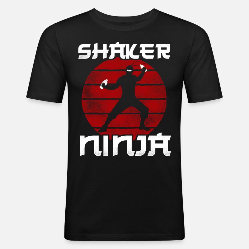 Bartender Mixologist Ninja Shaker - Männer Slim Fit T-Shirt - Schwarz