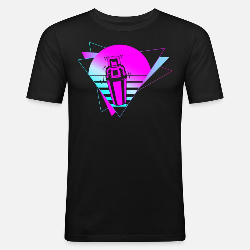 Bartender Mixologist 80's 90s - Männer Slim Fit T-Shirt - Schwarz