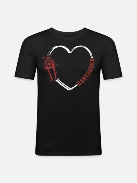 Bartender Mixologist Heart - Männer Slim Fit T-Shirt - Schwarz