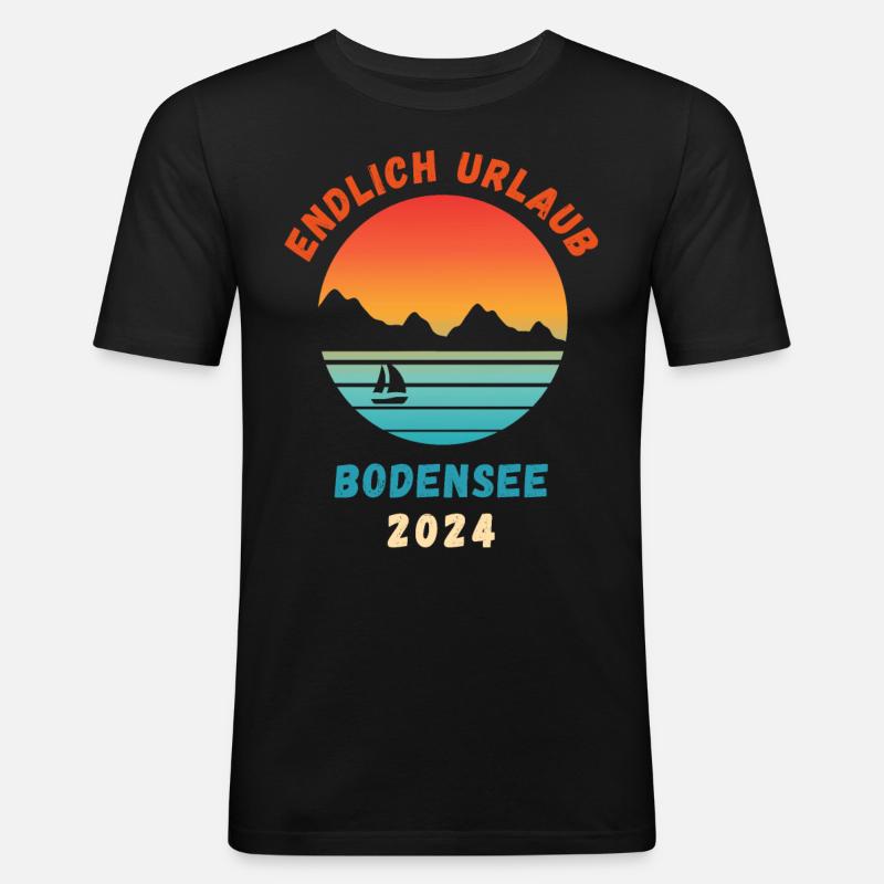 Bodensee Urlaub 2024 Bodenseeregion Idee - Männer Slim Fit T-Shirt - Schwarz