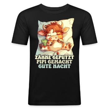 Zähne Geputz Gute Nacht Süße Kuh Schlafshirt - Männer Slim Fit T-Shirt - Schwarz - Vorne - Nik (191cm)