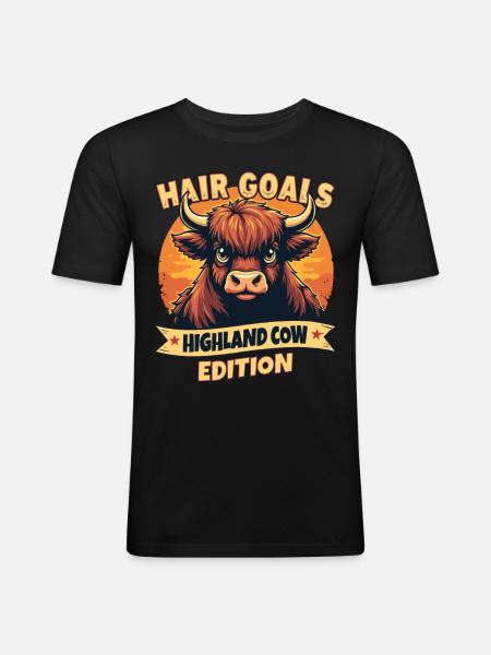 Skotsk højlandskvæg Highland Cow Highland Cow - Herre Slim Fit T-Shirt - sort