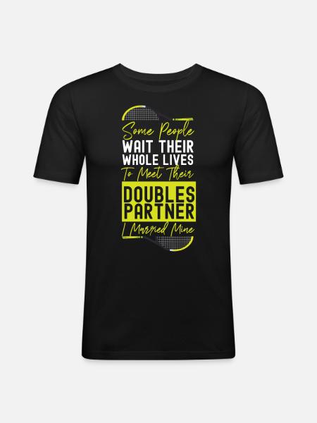 Funny Tennis Player Racket Husband - Men's Slim Fit T-Shirt - black