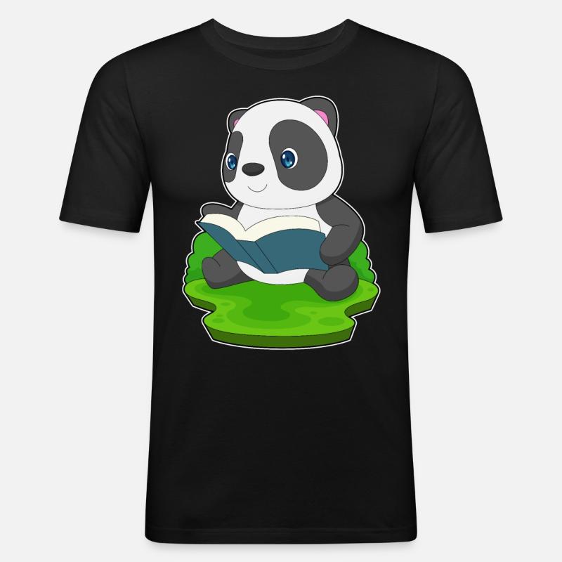 Panda Buch - Männer Slim Fit T-Shirt - Schwarz