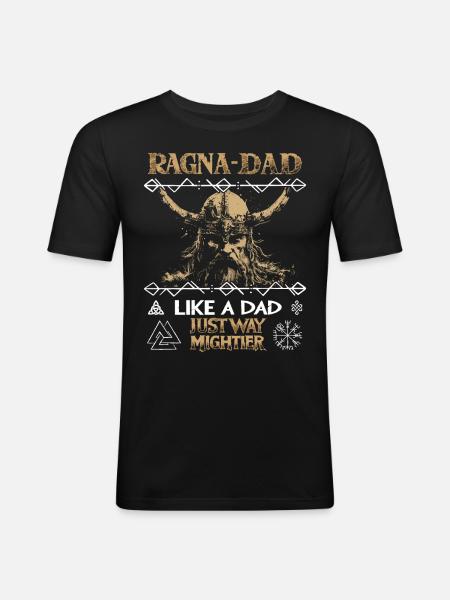 RAGNA-DAD Mægtig viking til fars dag - Herre Slim Fit T-Shirt - sort