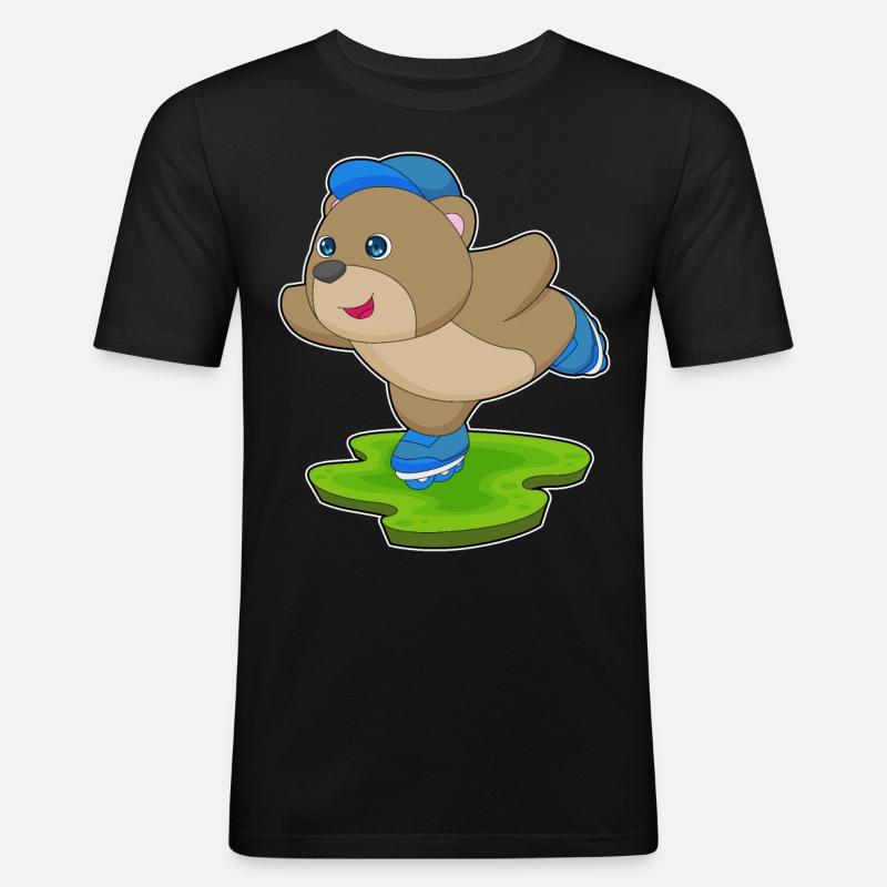 Bär Inline skating Rollschuhe - Männer Slim Fit T-Shirt - Schwarz