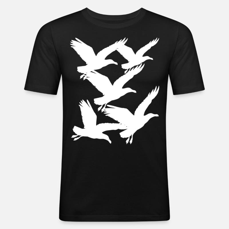 Möwe Möwen maritim - Männer Slim Fit T-Shirt - Schwarz