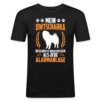 Ovcharka mieux qu’alarmer Caucasien Ovcharka - T-shirt près du corps Homme - noir - Devant - Nik (191cm)