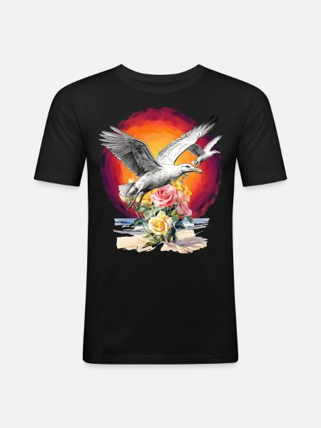 Seagulls Seagull Seagulls Maritime Sunset - Men's Slim Fit T-Shirt - black