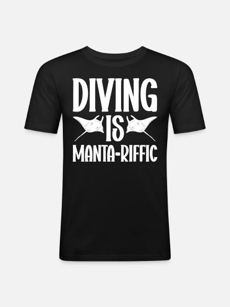 Mantarochen Liebhaber Meerestier Teufelsrochen - Männer Slim Fit T-Shirt - Schwarz