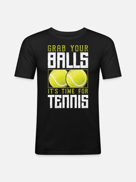 Funny Tennis Player Racket Pun - Men's Slim Fit T-Shirt - black