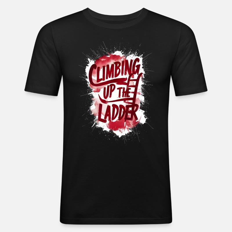 Die Leiter hinaufklettern - Männer Slim Fit T-Shirt - Schwarz