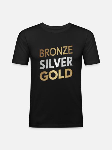 bronze silver gold - Men's Slim Fit T-Shirt - black