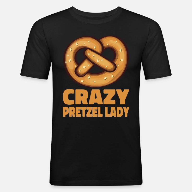 Bretzel Brezeln Bäcker Backwaren - Männer Slim Fit T-Shirt - Schwarz