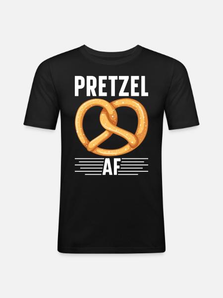Bretzel Brezeln Bäcker Backwaren - Männer Slim Fit T-Shirt - Schwarz