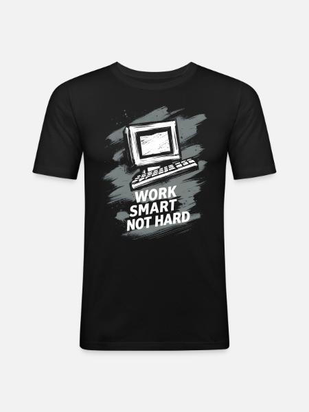 Computer Klug arbeiten, nicht schwer - Männer Slim Fit T-Shirt - Schwarz