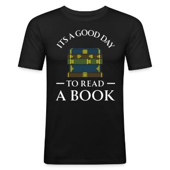 Book Books Library Reading Literature Read Books - Men's Slim Fit T-Shirt - black - Front - Nik (191cm)