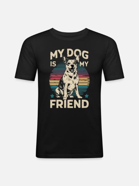 My dog is my friend - Men's Slim Fit T-Shirt - black
