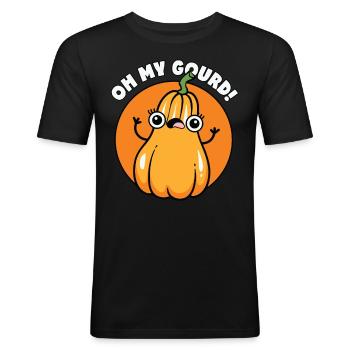 Oh My Pumpkin - Tenue d’automne amusante - T-shirt près du corps Homme - noir - Devant - Nik (191cm)