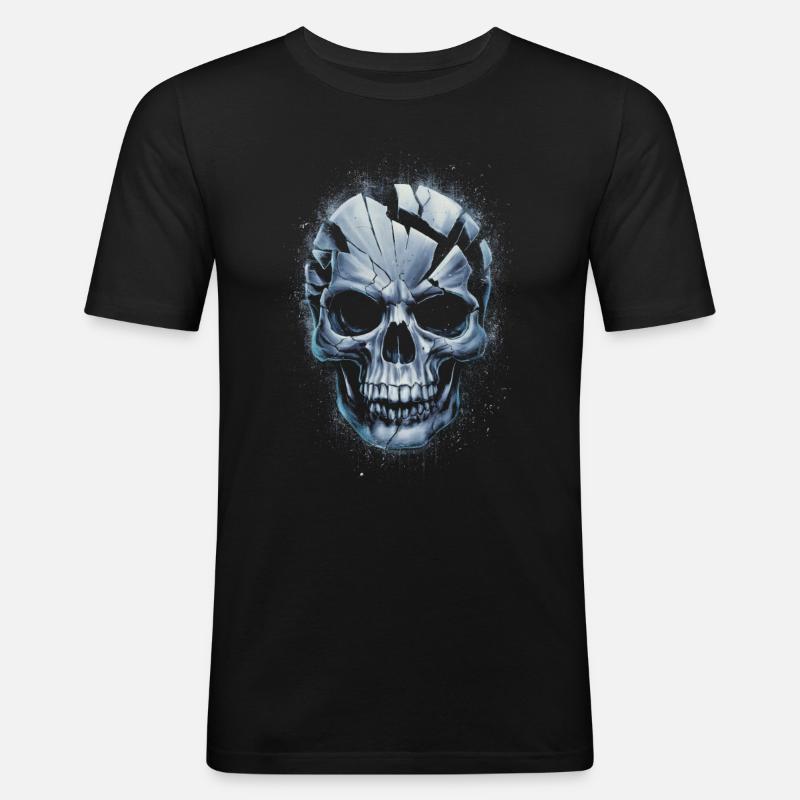 Zerbrochener unheimlicher Schädel - Männer Slim Fit T-Shirt - Schwarz