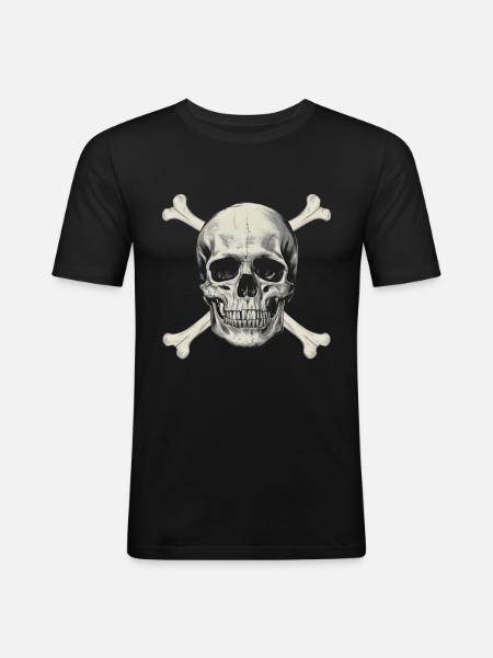 Pirate flag Skull with bones - Men's Slim Fit T-Shirt - black
