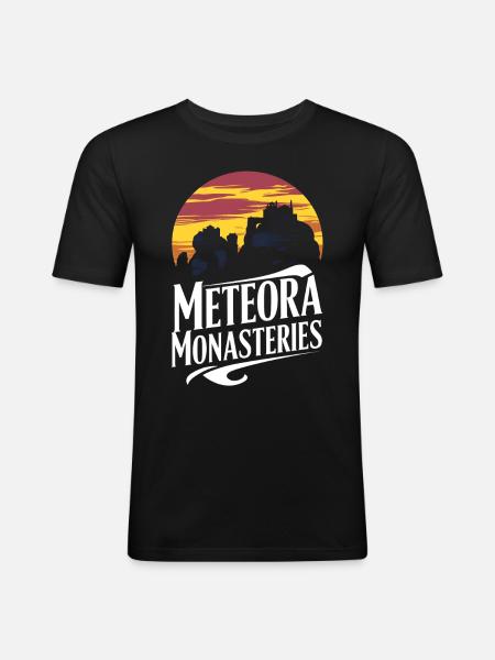 meteora monasteries - Men's Slim Fit T-Shirt - black