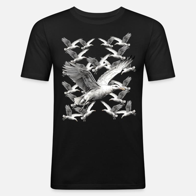 Möwe Möwen maritim - Männer Slim Fit T-Shirt - Schwarz