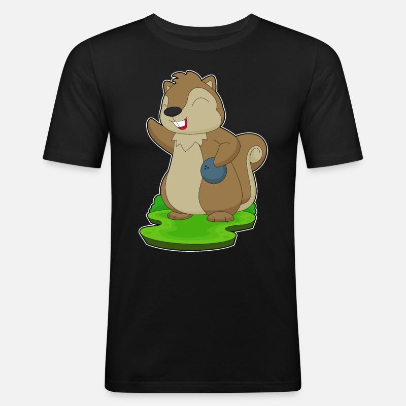 Eichhörnchen Bowling Bowlingkugel - Männer Slim Fit T-Shirt - Schwarz