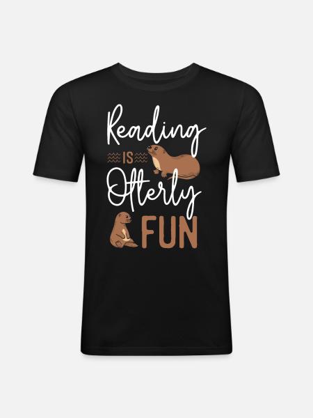 Otter Reading Teacher Literature - Men's Slim Fit T-Shirt - black