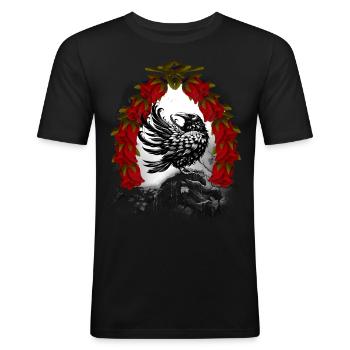 Märchenfigur Rabe Krähe Raben Krähen Märchen - Männer Slim Fit T-Shirt - Schwarz - Vorne - Nik (191cm)