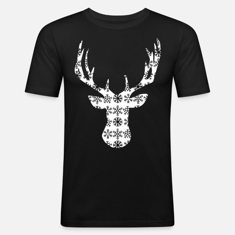 Weihnachtshirsch – Weißwedelbock - Männer Slim Fit T-Shirt - Schwarz