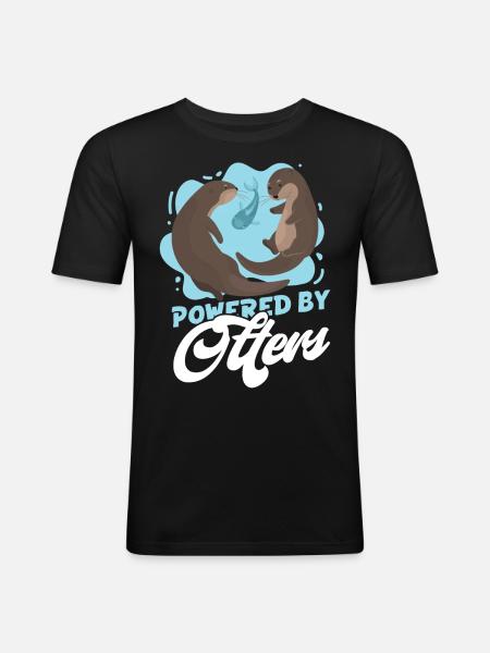 Otter Powered By Otters - Men's Slim Fit T-Shirt - black