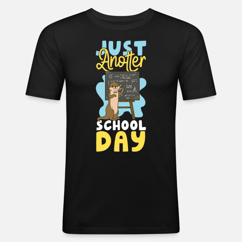 Otter Pre-School First Grade Back - Männer Slim Fit T-Shirt - Schwarz