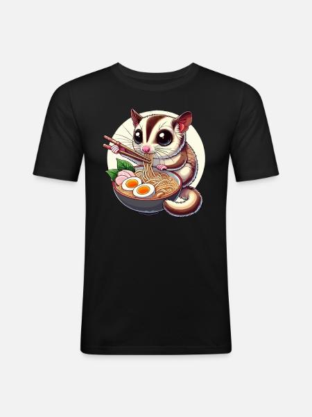 Korthodet Glider, Sugar Glider, Ramen - Slim Fit T-skjorte for menn - svart