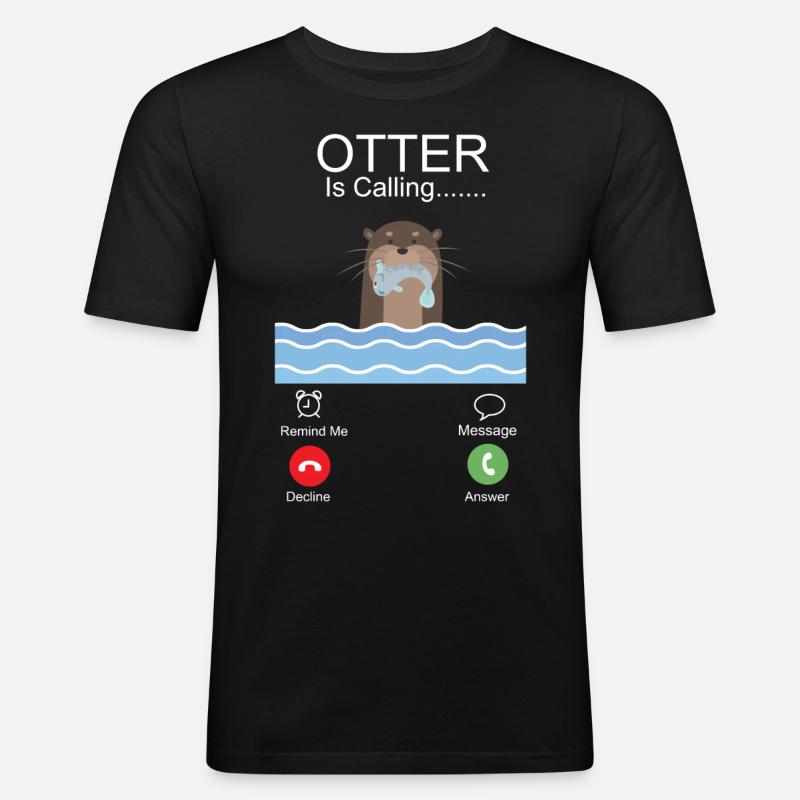 Otter Phone Display Otter Is - Männer Slim Fit T-Shirt - Schwarz